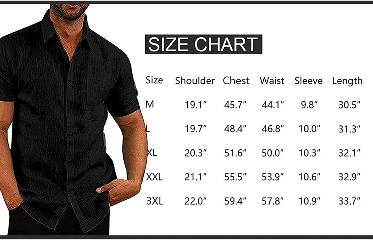 Men's Cashual Short Sleeve Casual Linen Shirts